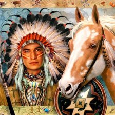 индеец и лошадка