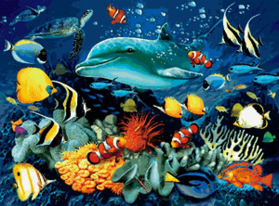 подводный мир - океан, море, рыбы, дельфин, рыбки - предпросмотр