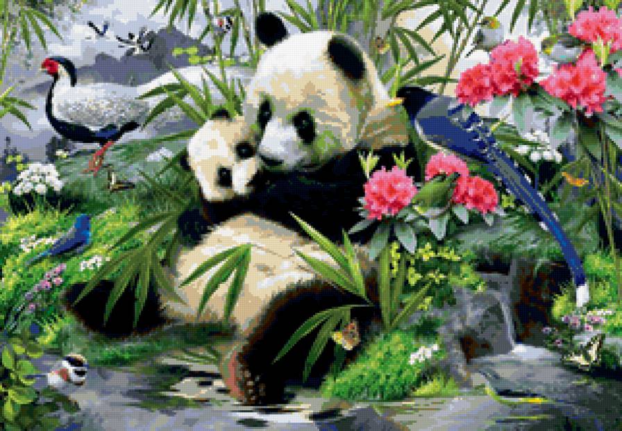 панда - с мамой, рядом с мамой тепло, животные - предпросмотр