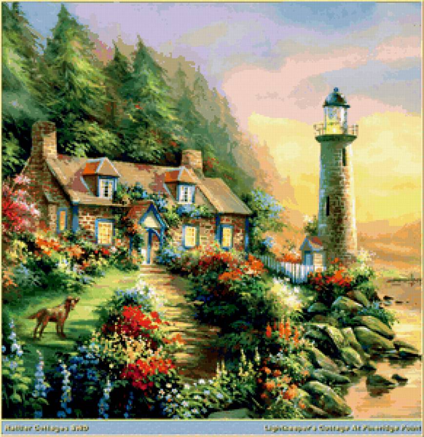 маяк - пейзаж, сказка, маяк, природа, домики - предпросмотр