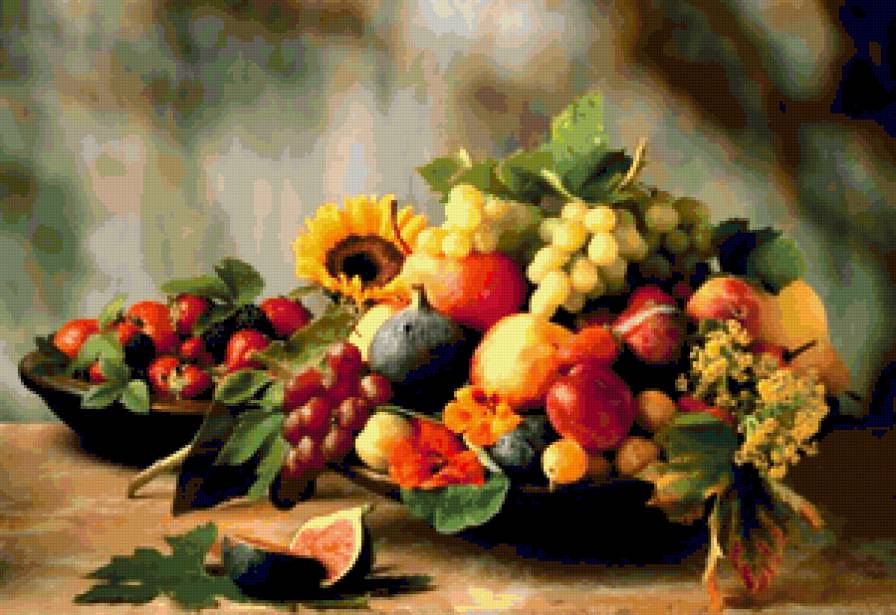 Натюрморт с фруктами - инжир, натюрморт, персики, фрукты - предпросмотр