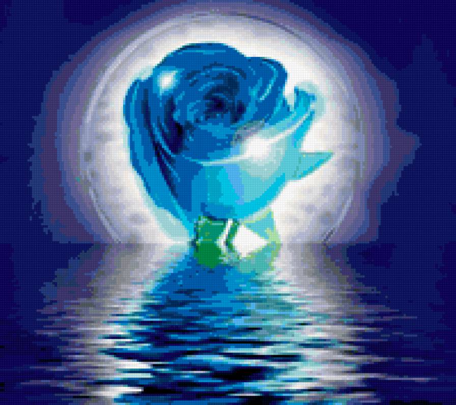 Голубая роза на фоне океана - розы, цветы - предпросмотр
