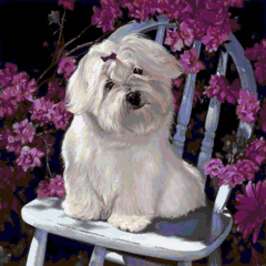 №261788 - собака, цветы, картина - предпросмотр