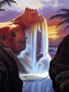 Девушка-водопад - девушка, водопад, пейзаж - оригинал