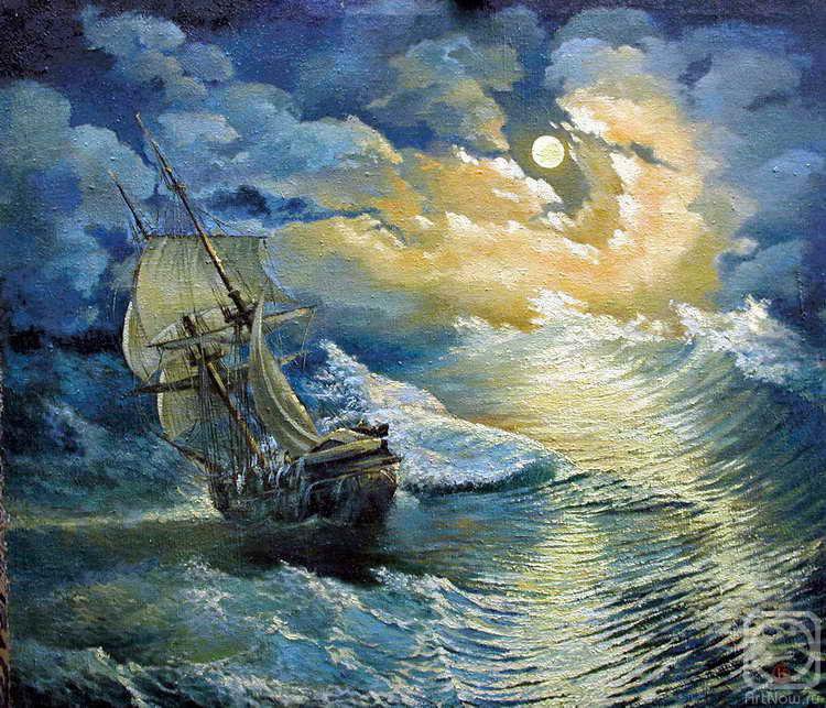 Море - корабль, море, пейзаж - оригинал