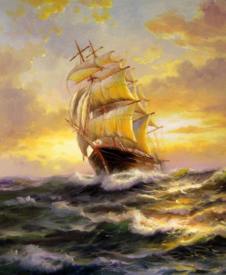 Море - корабль, пейзаж, море - оригинал