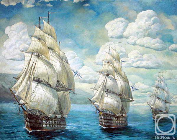 Флотилия - корабли, пейзаж, море - оригинал