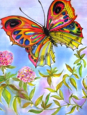 Серия "Бабочки" - бабочки, флоксы, цветы - оригинал