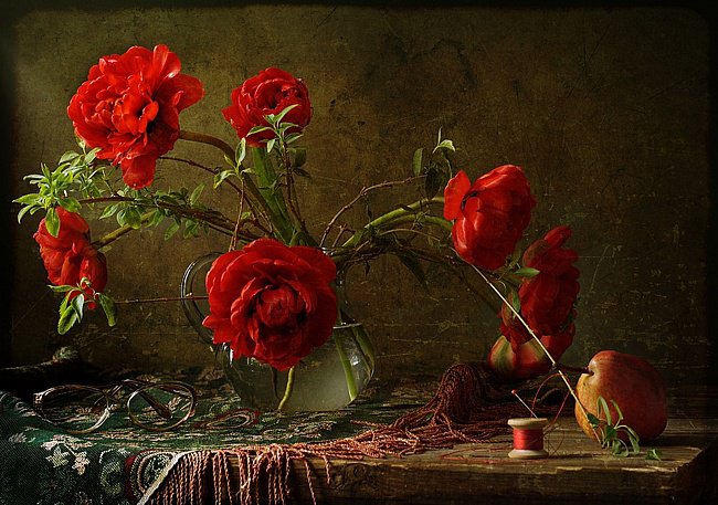розы - картина натюрморт розы ваза - оригинал