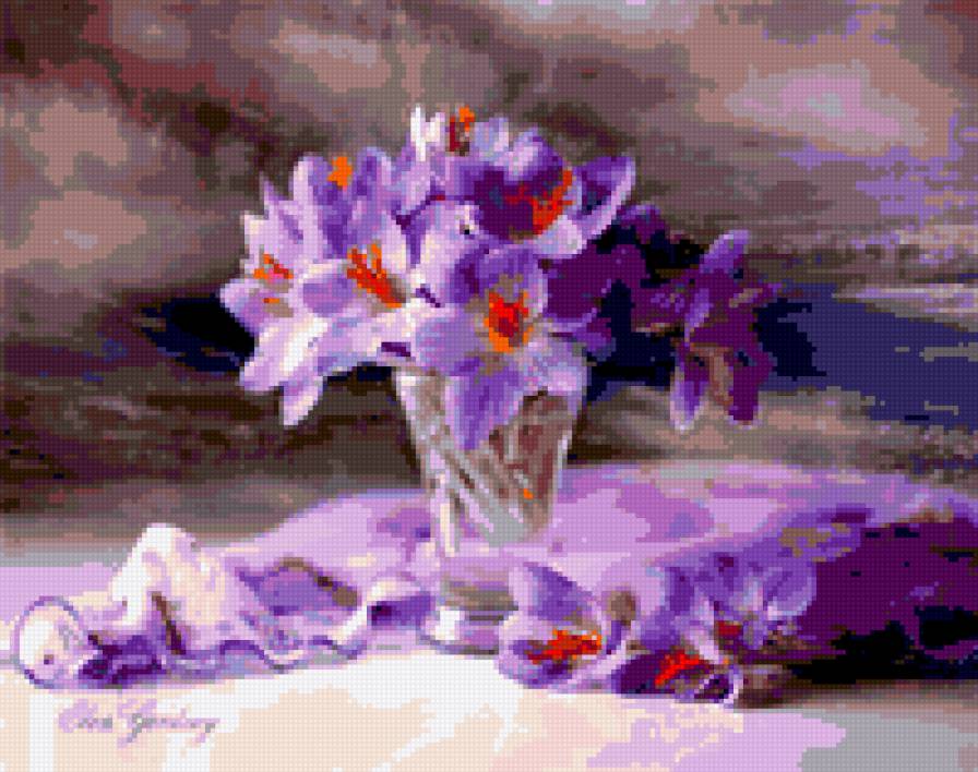 крокусы - цветы букет ваза крокусы - предпросмотр