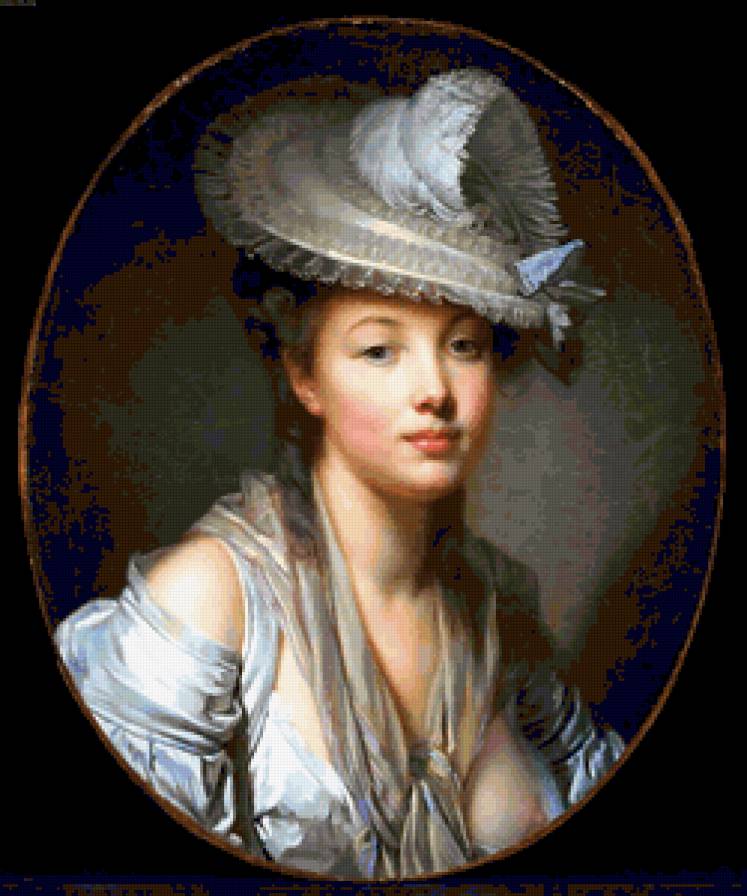 Дама в белой шляпке - живопись, женский образ, люди, женщины - предпросмотр