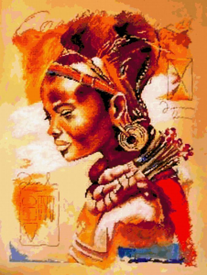 Африканская красотка - красиво, африка, девушка, портрет, картина - предпросмотр