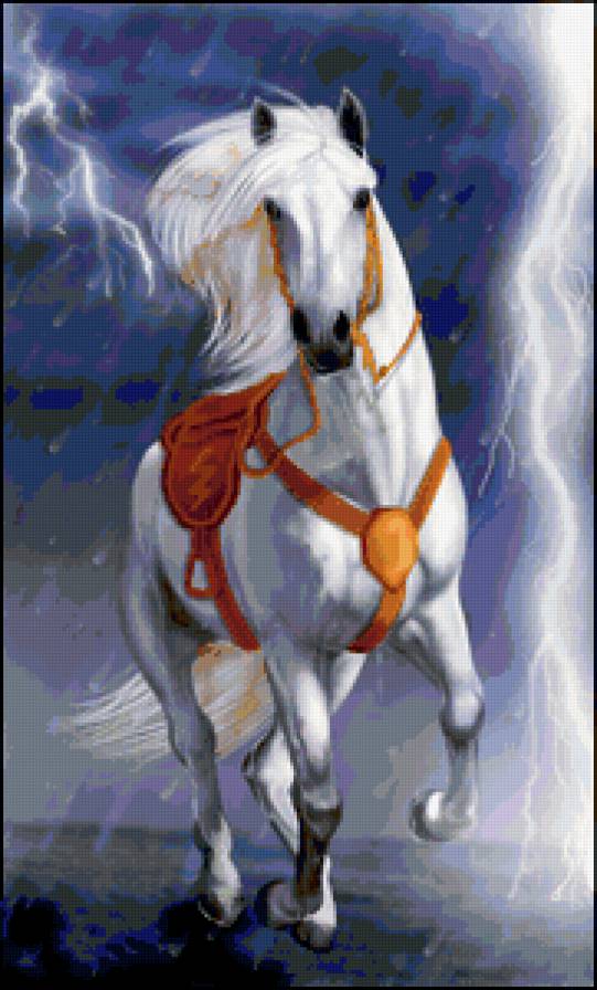 лошадка - лошади, конь, молния, лошадь, фентези, гроза, животные, дождь, кони - предпросмотр