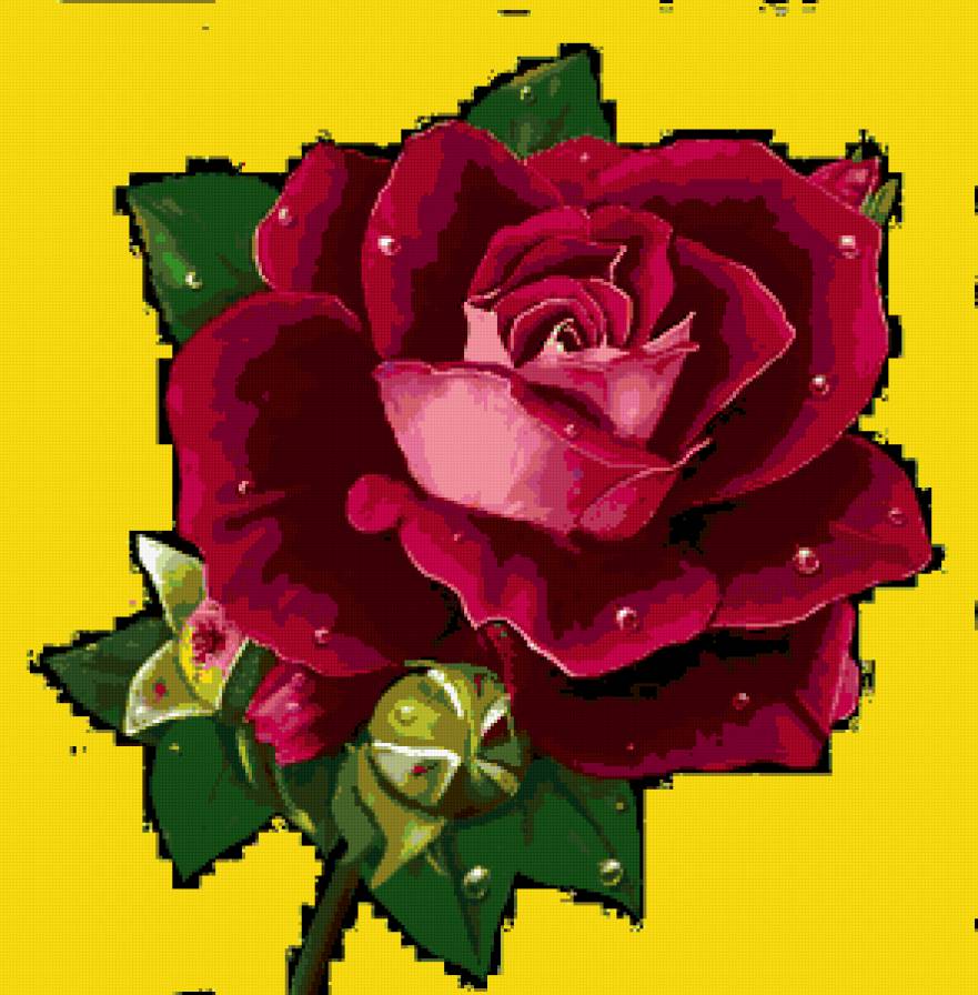 Подушка "РОЗА" - картина, цветы, роза алая, на подушку - предпросмотр