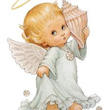 Оригинал схемы вышивки «ангел с ракушкой» (№265357)
