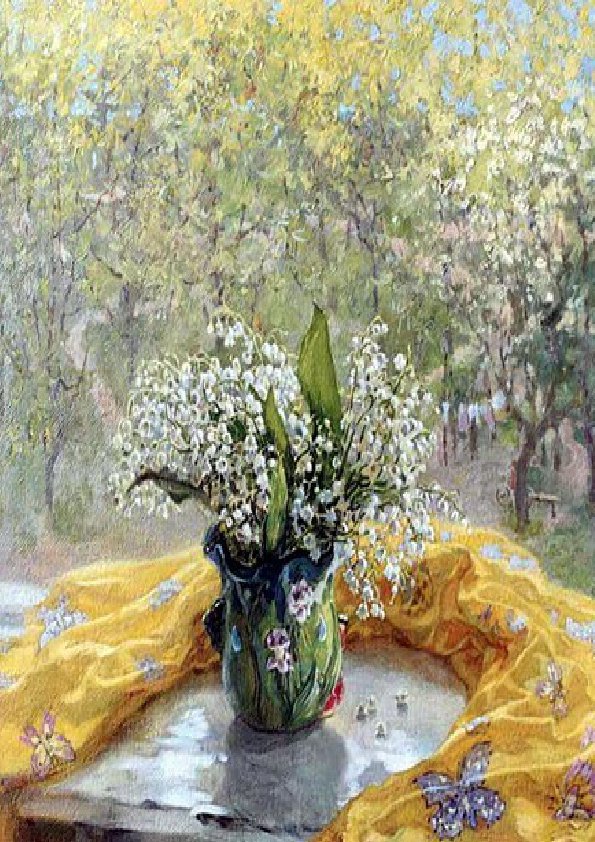 Натюрморт Т. Федоровой - ландыши, натюрморт, живопись, цветы - оригинал