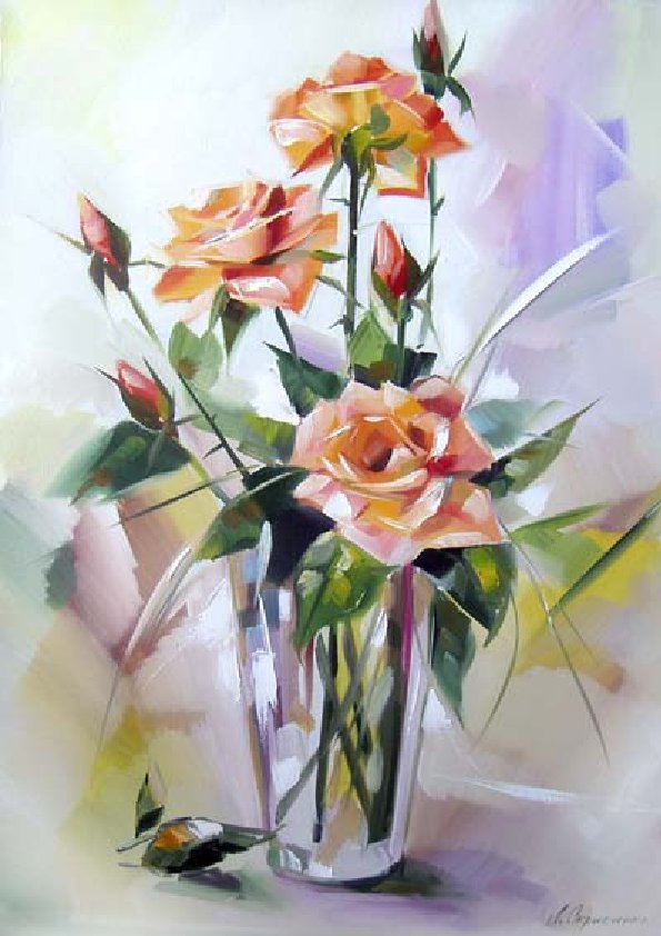 Натюрморт Людмилы Скрипченко - живопись, натюрморт, цветы, розы - оригинал