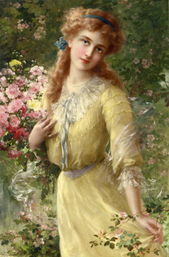 Девушка с букетом роз - девушки, женский образ, цветы, нежность - оригинал