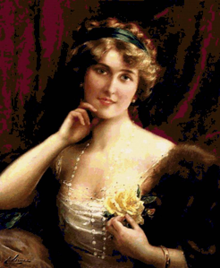 Портрет с желтой розой - девушка, женский образ, портрет, цветы - предпросмотр
