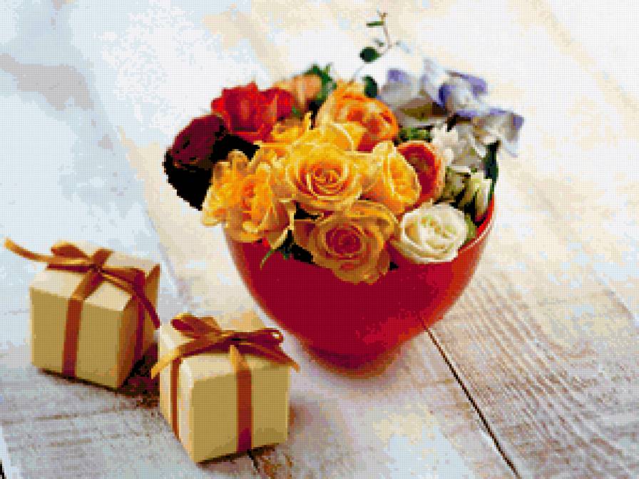 Букет - подарок, букет, цветы, роза - предпросмотр