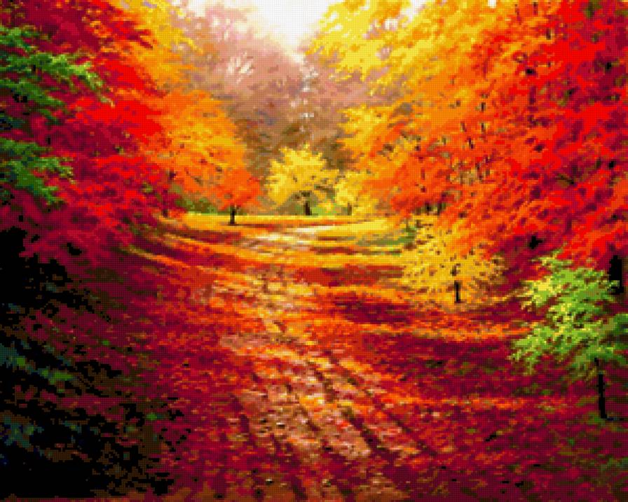 Осенняя дорога - природа, дорога, осень, пейзаж - предпросмотр