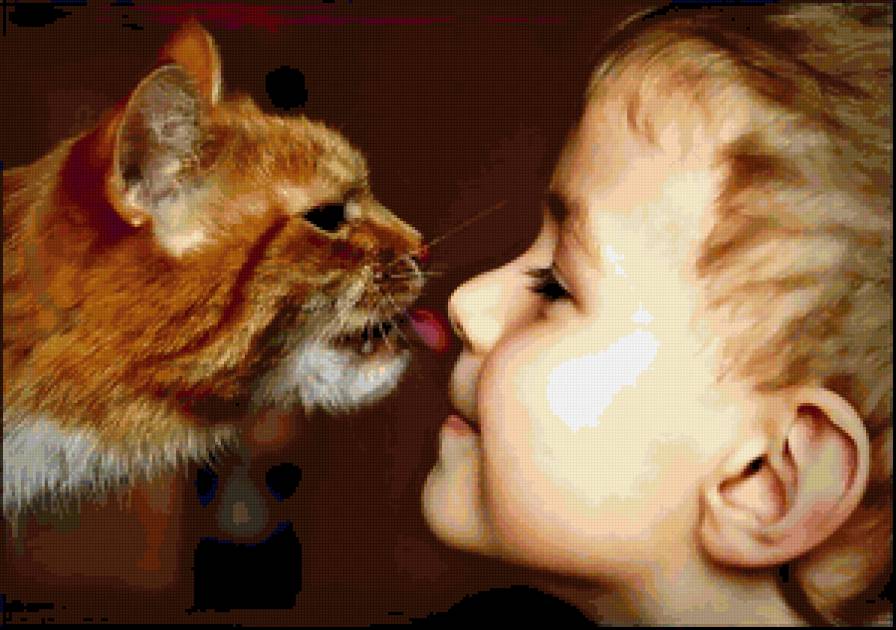 Дай ка я тебя поцелую:-) - кот, дети - предпросмотр
