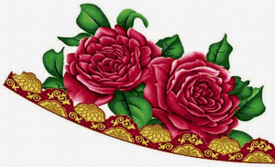 прекрасная роза - роза, подушка, розы, салфетка, бордюр, узор, скатерть, красные цветы - предпросмотр