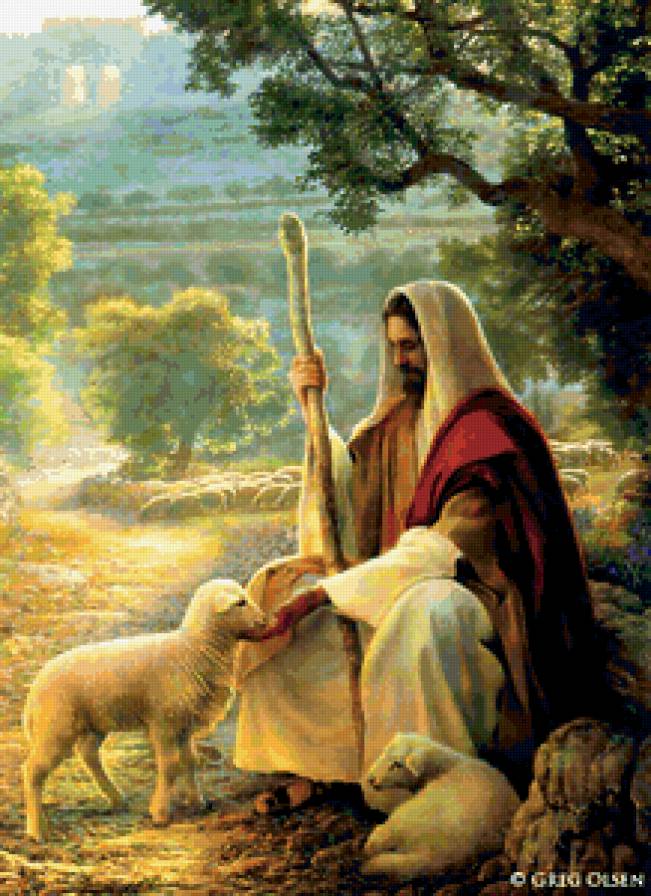Иисус и овцы - спаситель, религия - предпросмотр