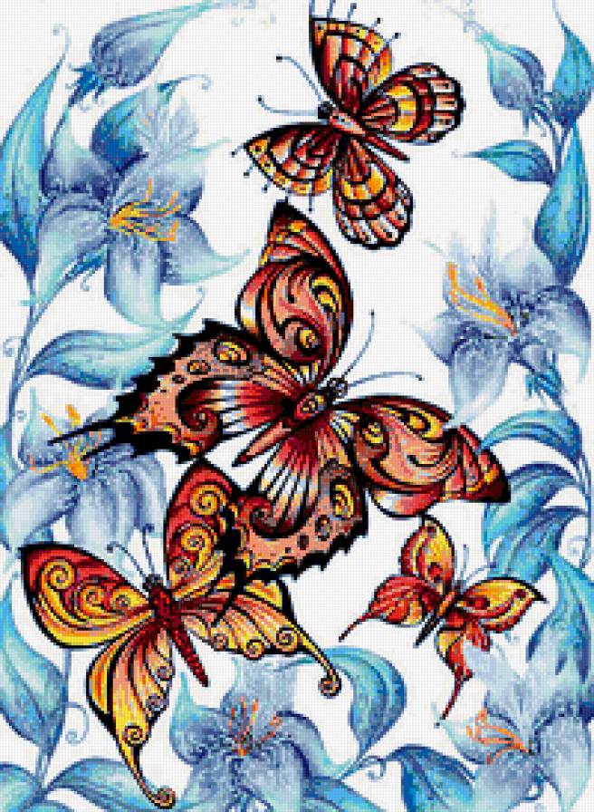 Бабочки и цветы - цветы, бабочки - предпросмотр