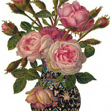 Оригинал схемы вышивки «розы в вазе» (№269649)