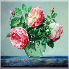 Оригинал схемы вышивки «розы в вазе» (№269726)
