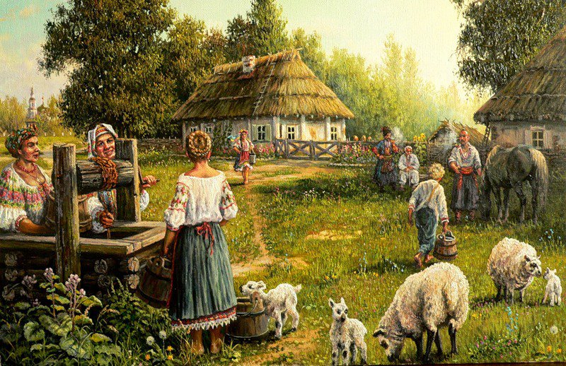 Украинское село - пейзаж, люди - оригинал