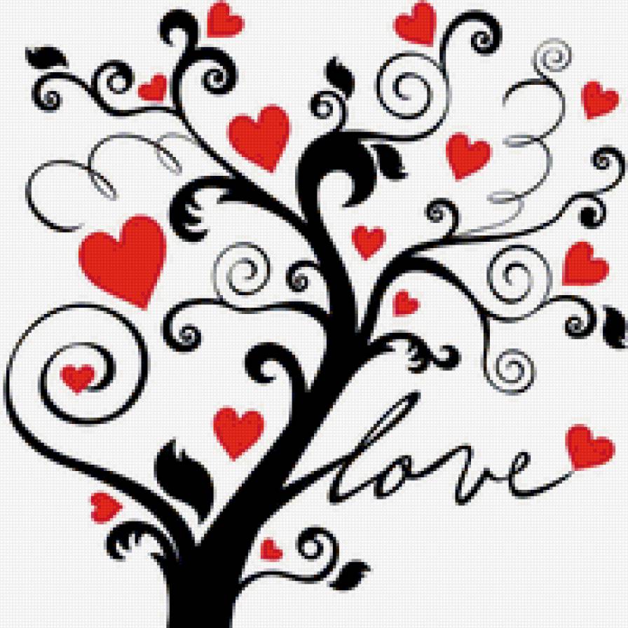 дерево любви - любовь, сердце - предпросмотр