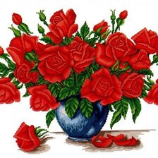 Оригинал схемы вышивки «розы в вазе» (№272625)