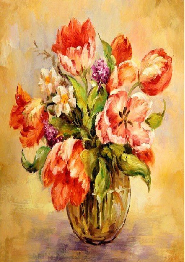 Тюльпаны - тюльпаны, натюрморт, цветы, живопись - оригинал