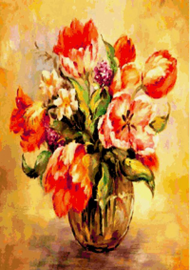 Тюльпаны - цветы, живопись, тюльпаны, натюрморт - предпросмотр
