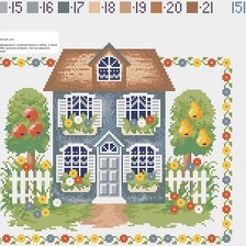 Схема вышивки «домик с садом»