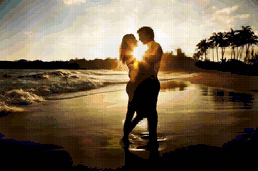 Романтика_2 - море, парень, закат, пляж, солнце, девушка, пара, романтик - предпросмотр
