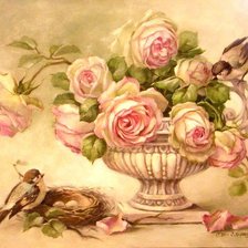 Схема вышивки «розы и птицы»
