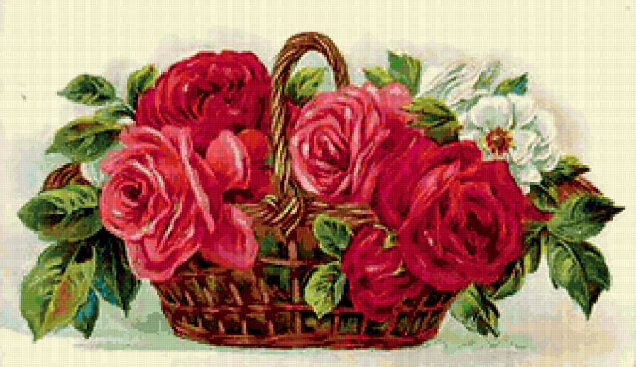 розы в корзине - предпросмотр