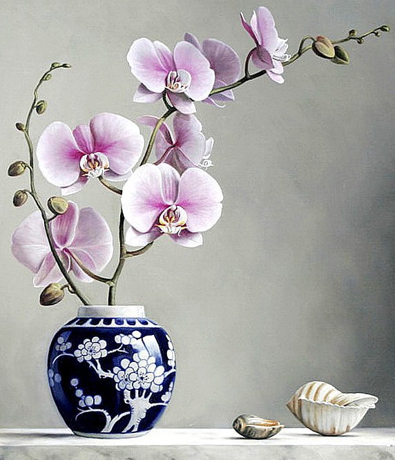 Нежная орхидея - орхидея, цветы, картина - оригинал