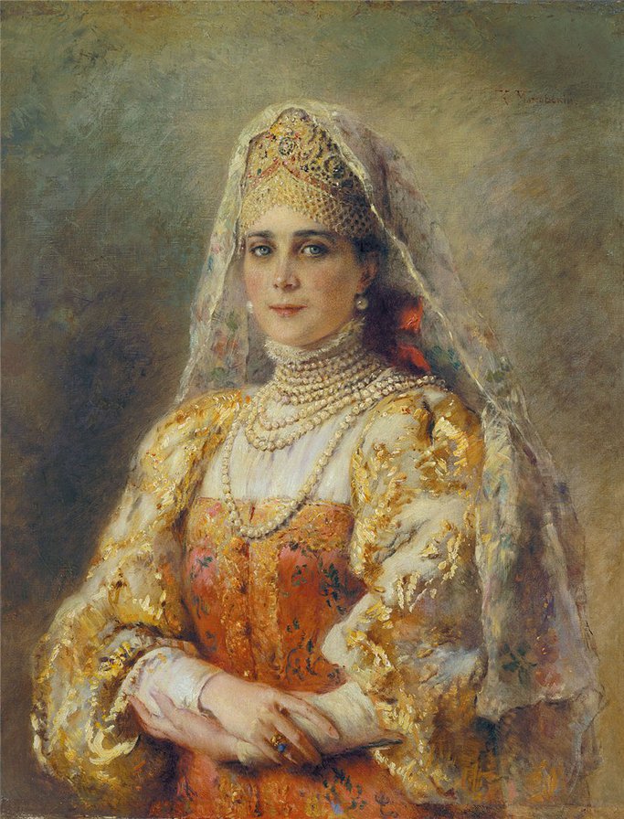 Боярыня( портрет княгини З.Н. Юсуповой в русском костюме) - женщины, женский образ, русский костюм - оригинал