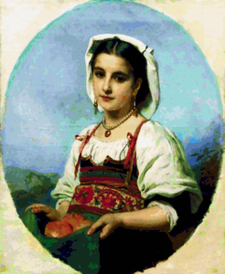Молодая итальянка с померанцами - народные мотивы, девочки, дети, девушки, портрет - предпросмотр