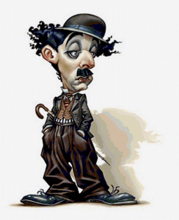 Чарли Чаплин - парень, картина, артист, шарж, трость, кино - предпросмотр