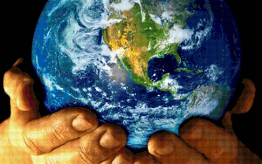 Земля в Наших Руках - картина, земля, люди, руки, космос, планета - предпросмотр