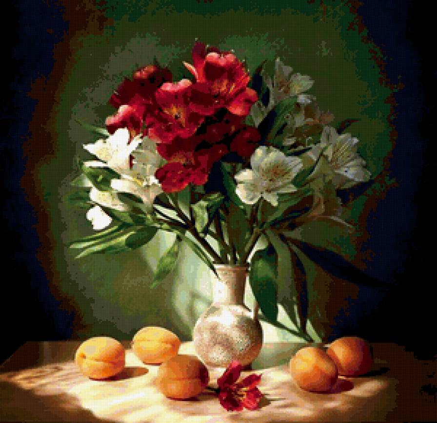 8 - ваза, цветы, фрукты, натюрморт, букет - предпросмотр