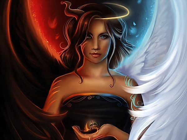 девушка ангел-демон - девушка, ангел - оригинал