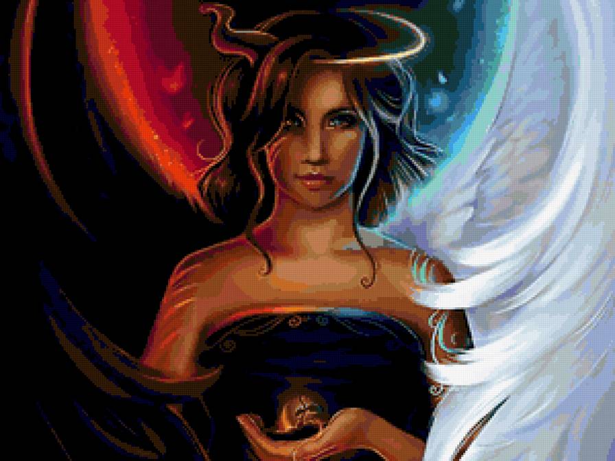 девушка ангел-демон - девушка, ангел - предпросмотр