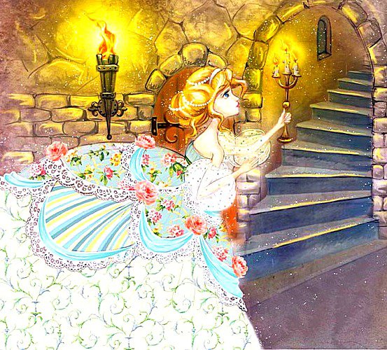 Сказочная принцесса - свечи, девушка, подземелье, принцесса, сказка - оригинал