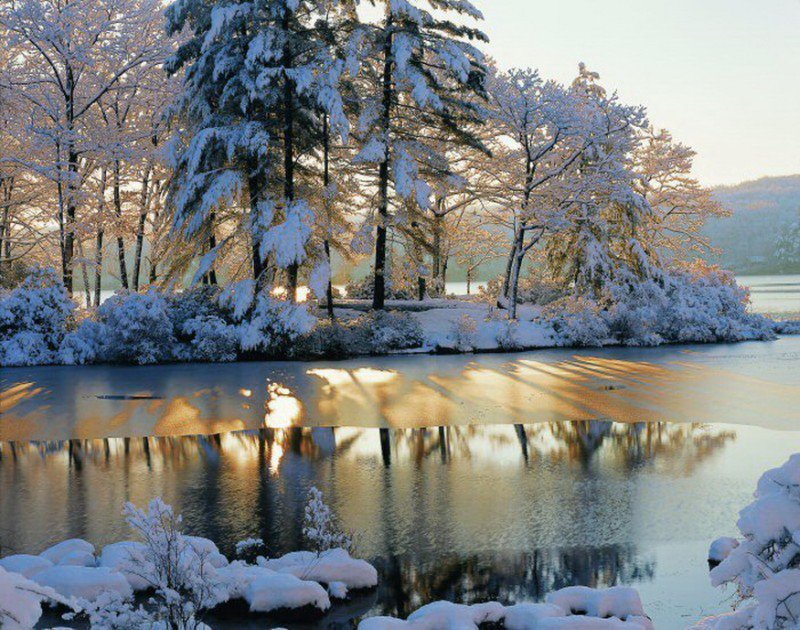пейзаж 2 - зима, вода, пейзаж, речка - оригинал